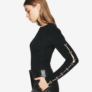 JONATHAN SIMKHAI WOOL EYELET KNIT SWEATER SOLD OUT
